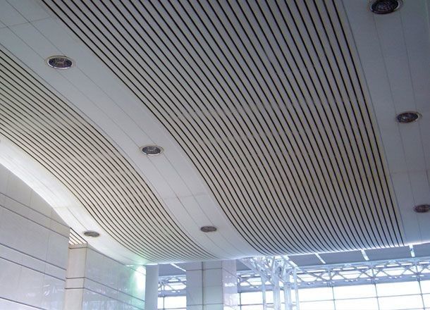 Metal Aluminium Strip Plate Baffle Clip Plain Ceiling Panels For